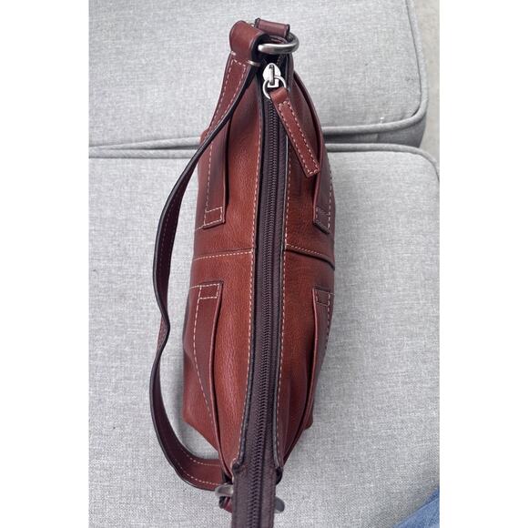 Vintage Fossil 1954 Brown Hobo Leather Medium Shoulder Bag Purse - Picture 5 of 9